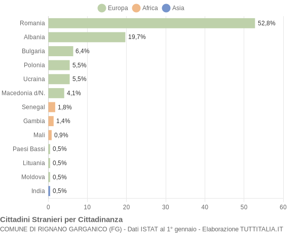 Grafico cittadinanza stranieri - Rignano Garganico 2020