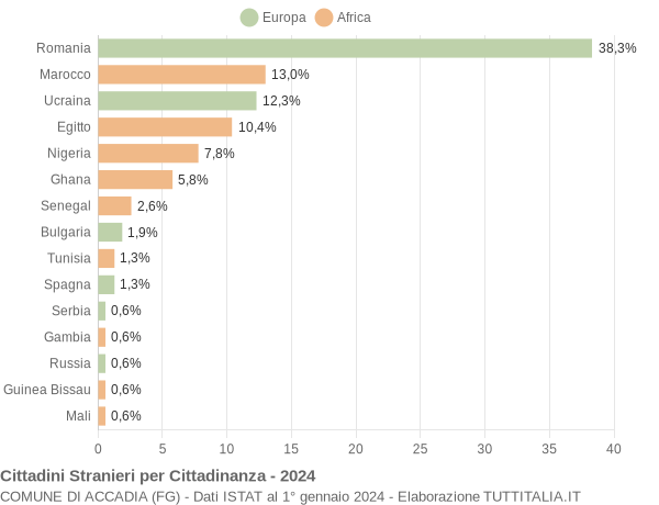 Grafico cittadinanza stranieri - Accadia 2024