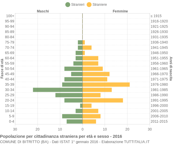 Grafico cittadini stranieri - Bitritto 2016