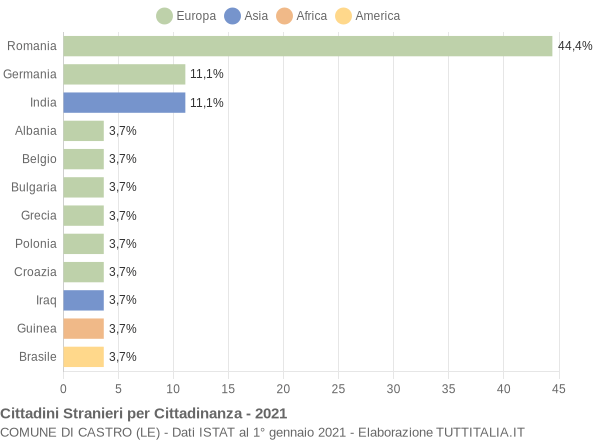 Grafico cittadinanza stranieri - Castro 2021