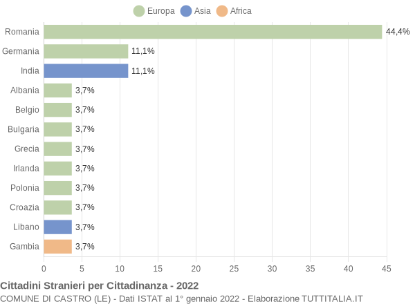 Grafico cittadinanza stranieri - Castro 2022