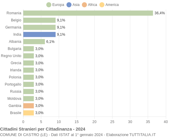 Grafico cittadinanza stranieri - Castro 2024