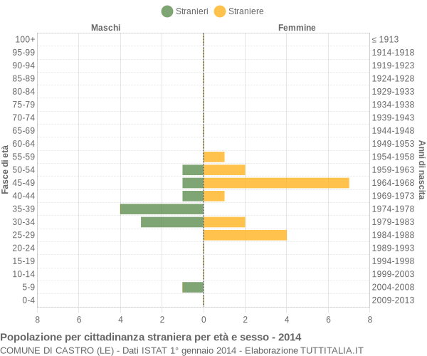 Grafico cittadini stranieri - Castro 2014