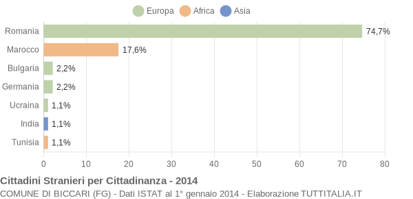 Grafico cittadinanza stranieri - Biccari 2014