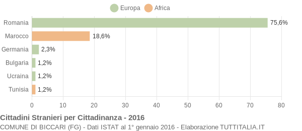 Grafico cittadinanza stranieri - Biccari 2016