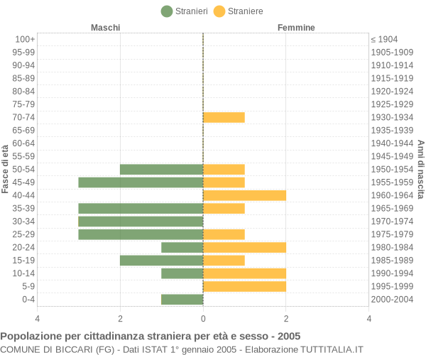 Grafico cittadini stranieri - Biccari 2005