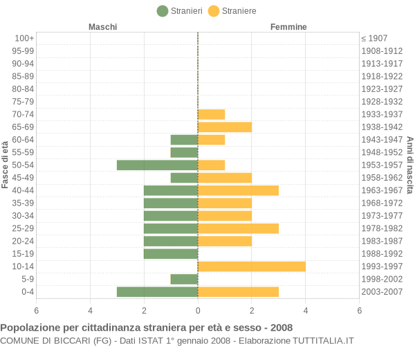 Grafico cittadini stranieri - Biccari 2008