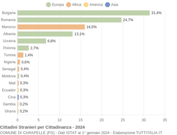 Grafico cittadinanza stranieri - Carapelle 2024