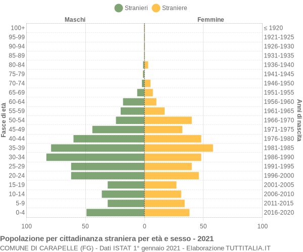 Grafico cittadini stranieri - Carapelle 2021