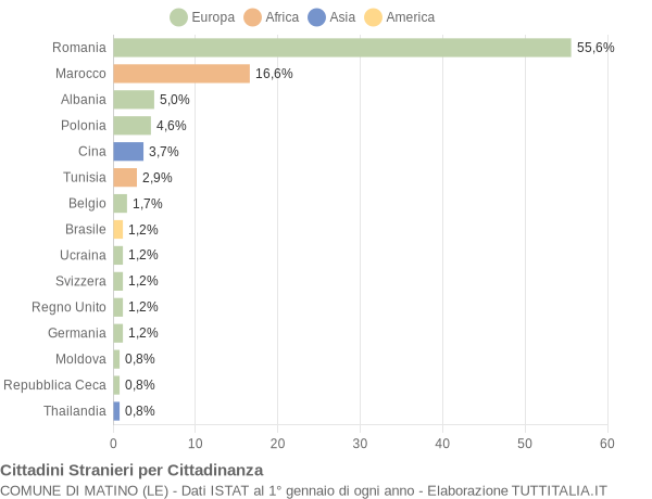 Grafico cittadinanza stranieri - Matino 2012