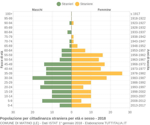 Grafico cittadini stranieri - Matino 2018