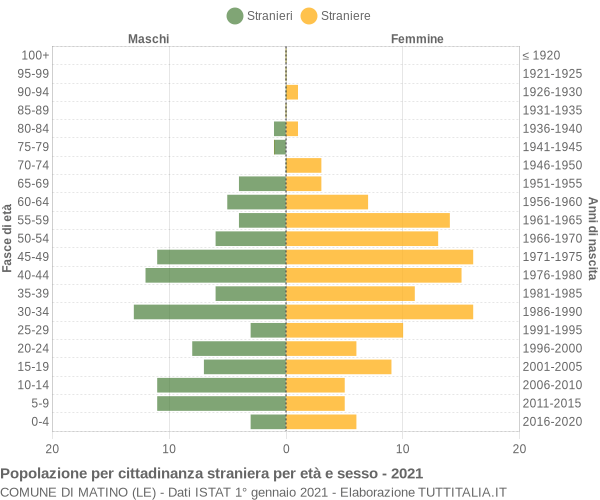 Grafico cittadini stranieri - Matino 2021