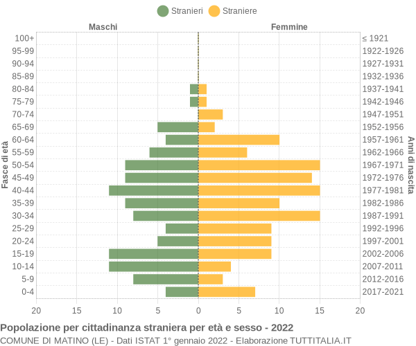 Grafico cittadini stranieri - Matino 2022