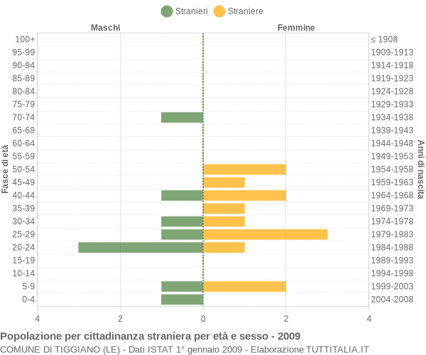 Grafico cittadini stranieri - Tiggiano 2009