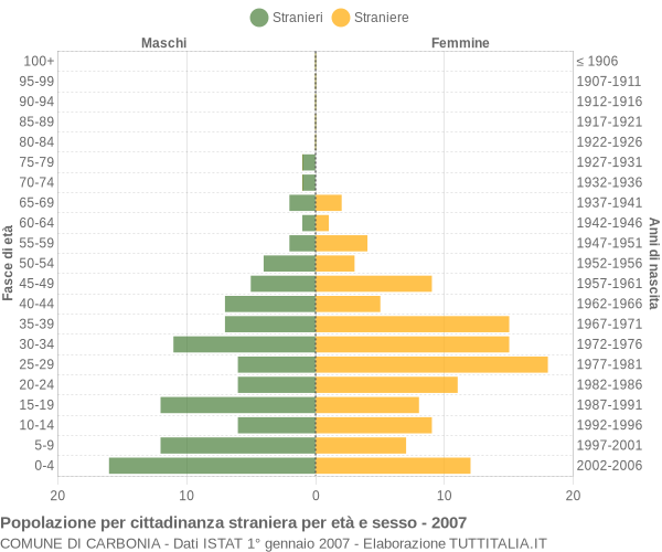 Grafico cittadini stranieri - Carbonia 2007