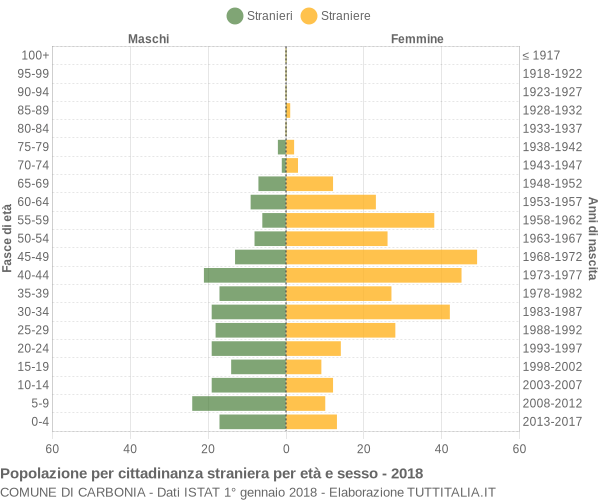 Grafico cittadini stranieri - Carbonia 2018