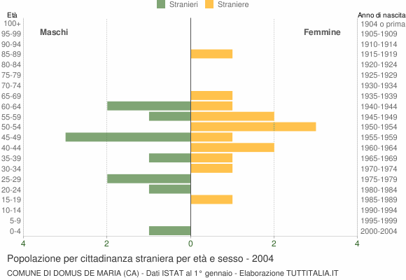 Grafico cittadini stranieri - Domus de Maria 2004