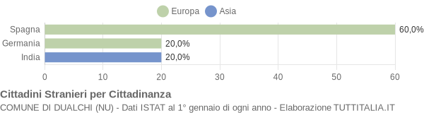 Grafico cittadinanza stranieri - Dualchi 2005