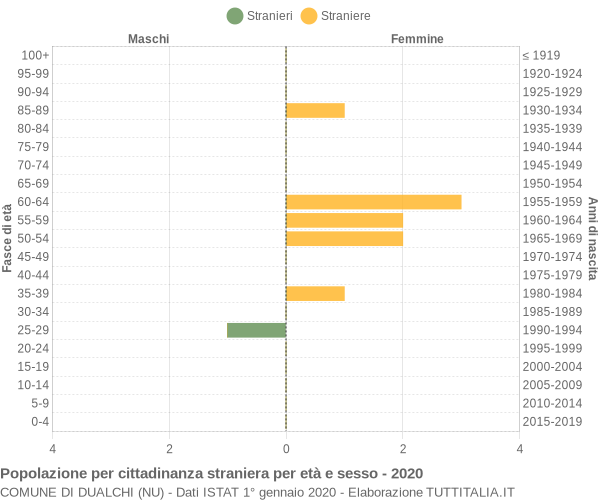 Grafico cittadini stranieri - Dualchi 2020