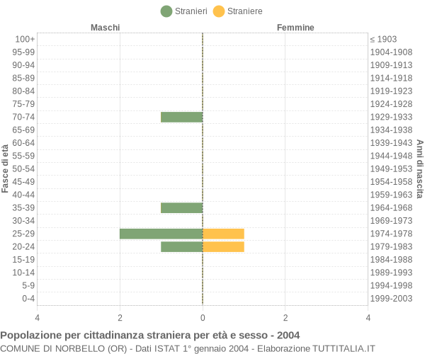 Grafico cittadini stranieri - Norbello 2004
