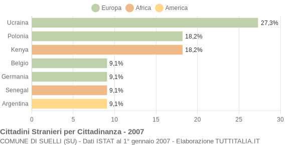 Grafico cittadinanza stranieri - Suelli 2007