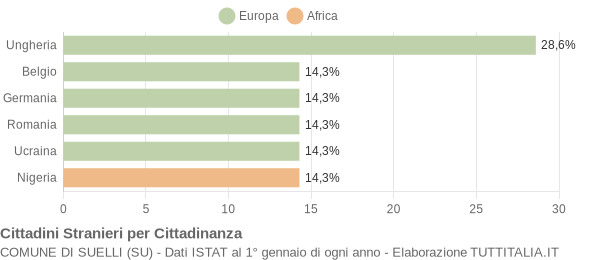 Grafico cittadinanza stranieri - Suelli 2019