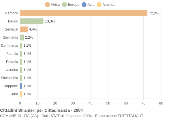 Grafico cittadinanza stranieri - Uta 2004