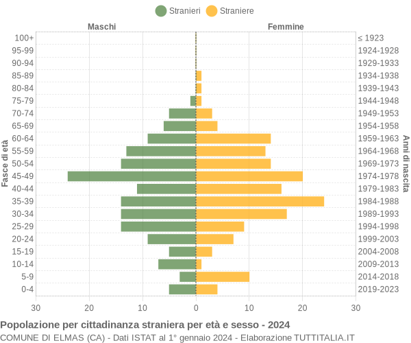 Grafico cittadini stranieri - Elmas 2024