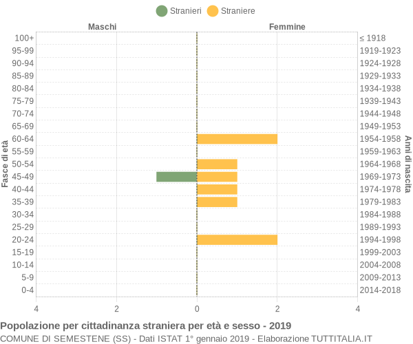 Grafico cittadini stranieri - Semestene 2019