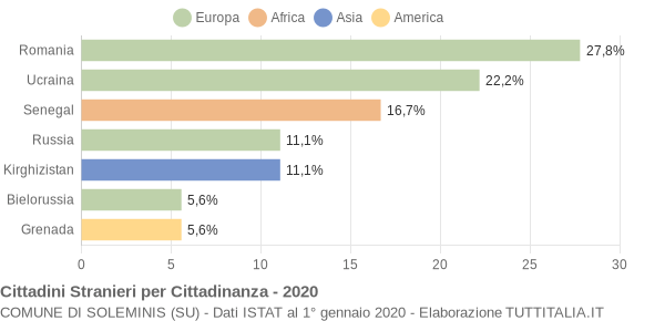 Grafico cittadinanza stranieri - Soleminis 2020