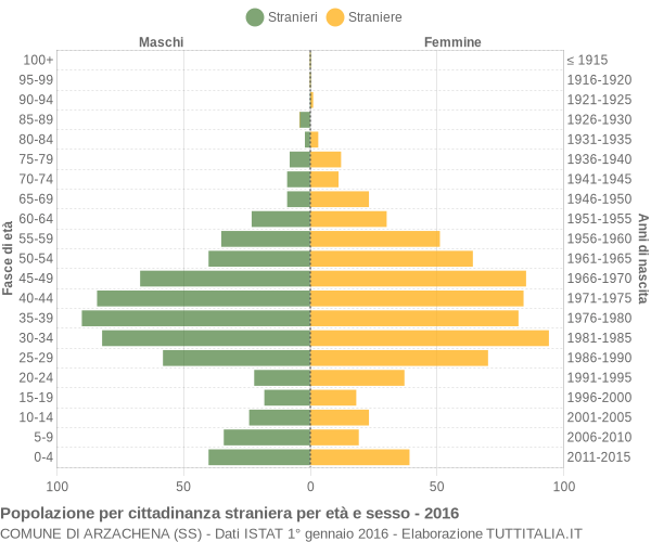 Grafico cittadini stranieri - Arzachena 2016