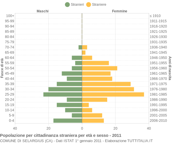 Grafico cittadini stranieri - Selargius 2011