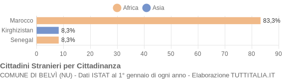 Grafico cittadinanza stranieri - Belvì 2011