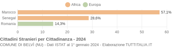 Grafico cittadinanza stranieri - Belvì 2024