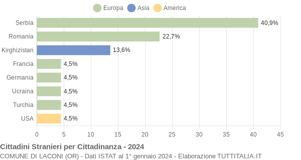 Grafico cittadinanza stranieri - Laconi 2024