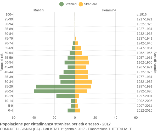 Grafico cittadini stranieri - Sinnai 2017