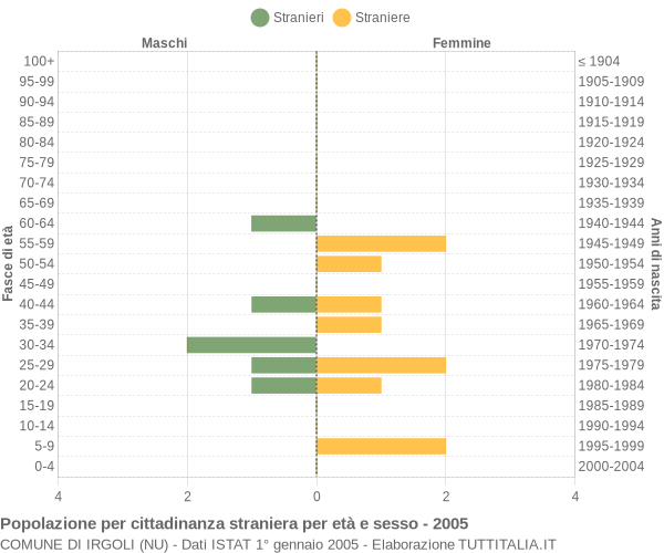 Grafico cittadini stranieri - Irgoli 2005