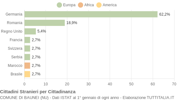 Grafico cittadinanza stranieri - Baunei 2010