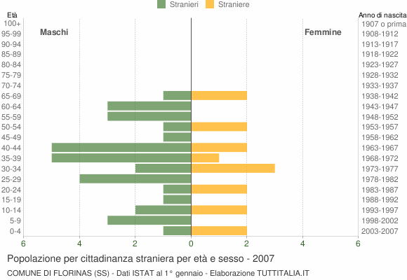 Grafico cittadini stranieri - Florinas 2007