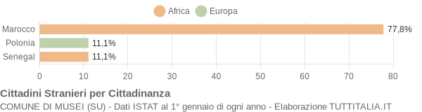 Grafico cittadinanza stranieri - Musei 2019