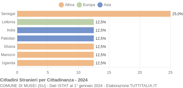 Grafico cittadinanza stranieri - Musei 2024