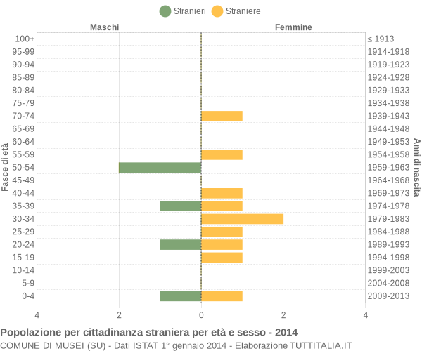 Grafico cittadini stranieri - Musei 2014