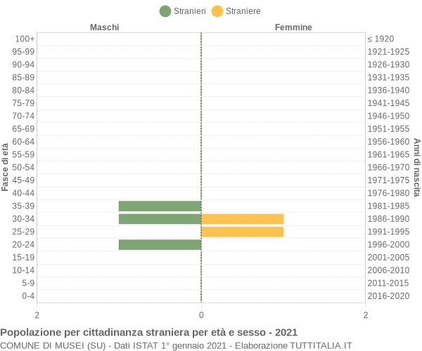 Grafico cittadini stranieri - Musei 2021