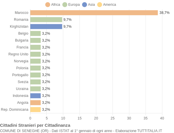 Grafico cittadinanza stranieri - Seneghe 2021