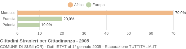 Grafico cittadinanza stranieri - Suni 2005