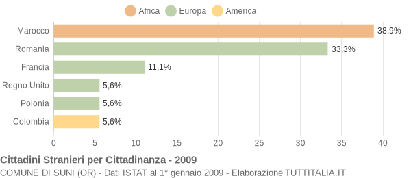 Grafico cittadinanza stranieri - Suni 2009