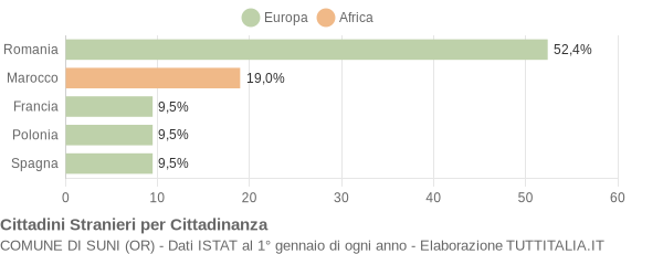 Grafico cittadinanza stranieri - Suni 2013