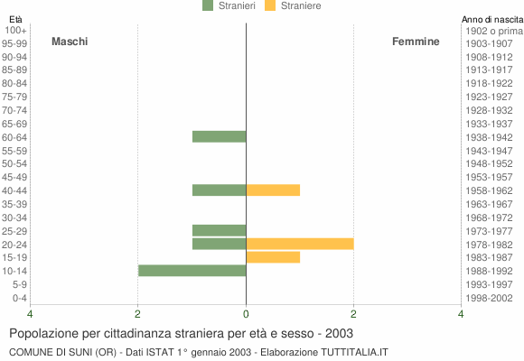 Grafico cittadini stranieri - Suni 2003
