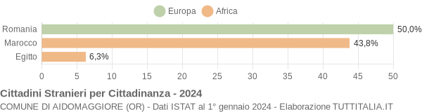 Grafico cittadinanza stranieri - Aidomaggiore 2024