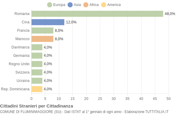Grafico cittadinanza stranieri - Fluminimaggiore 2012